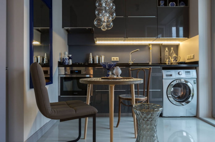 washing machine in the kitchen with an area of ​​8 sq m
