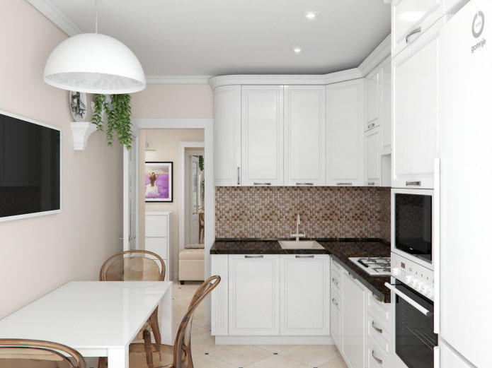 finishing the kitchen with an area of ​​8 sq m