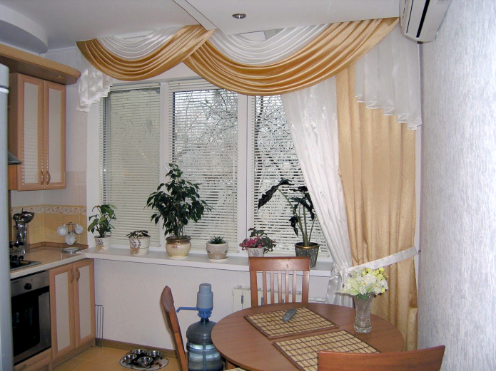 Classic curtains in modern kitchen