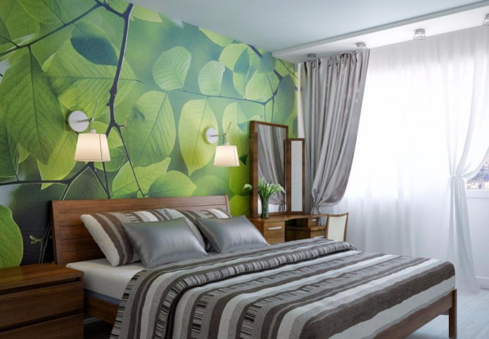 сиво-зелени ентеријер спаваће собе