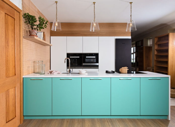 Scandinavian style turquoise kitchen