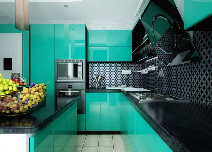 high-tech turquoise kitchen