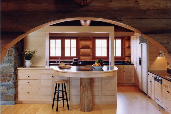 arch design in the interior of the kitchen