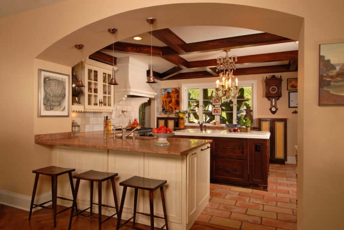 Bogendesign im Inneren der Küche