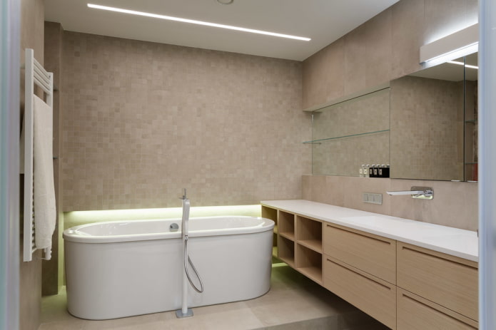 fürdőszoba berendezés a minimalizmus stílusában