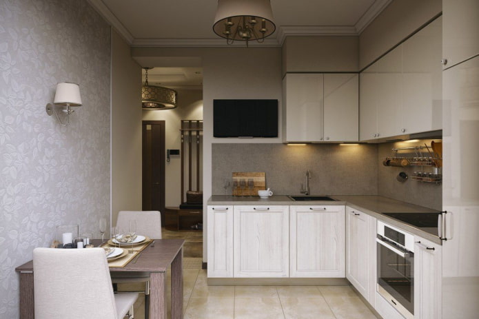 set in the interior of the kitchen with an area of ​​10 sq.