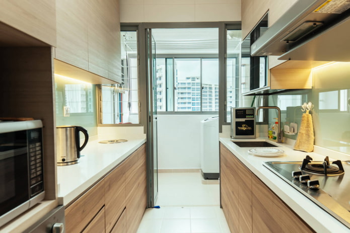 Innenarchitektur einer Küche mit einer Fläche von 5 m²