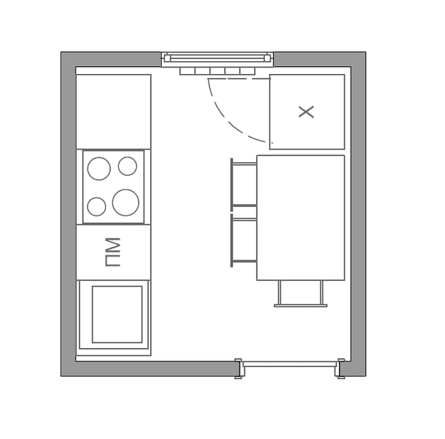Küchenlayout mit einer Fläche von 5 m²