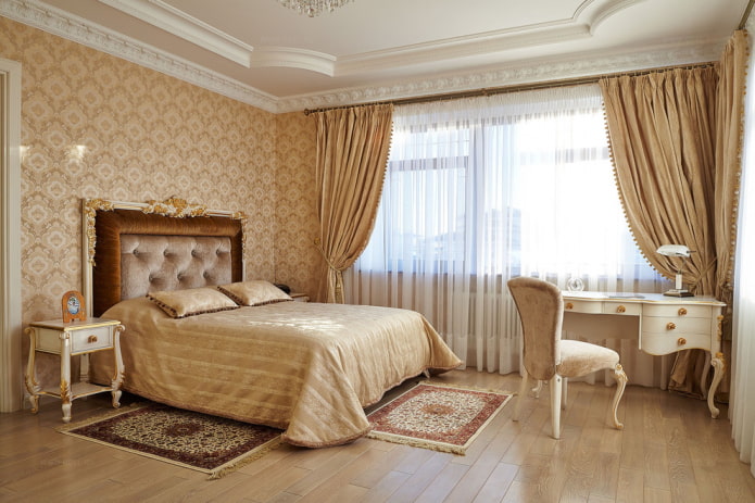 furniture and accessories in the bedroom in classic style