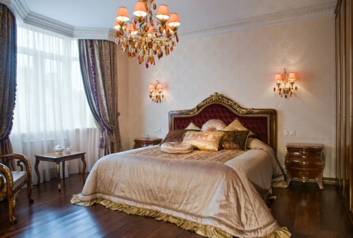осветљење у спаваћој соби у класичном стилу