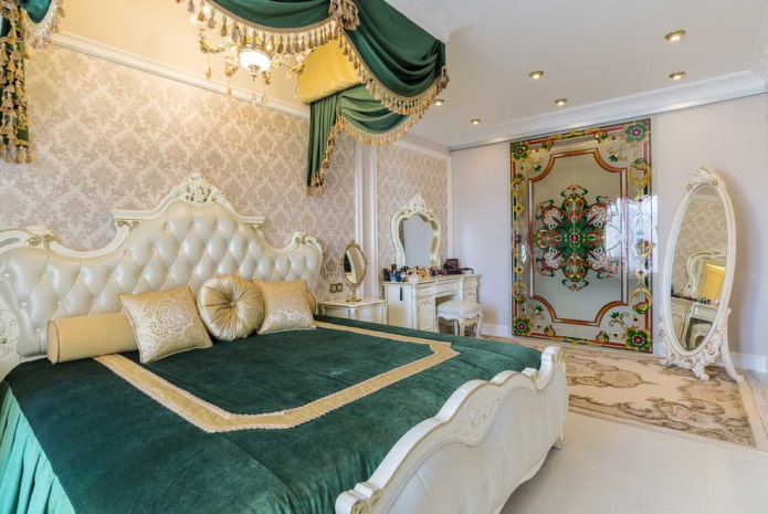 Textilien im Schlafzimmer im klassischen Stil