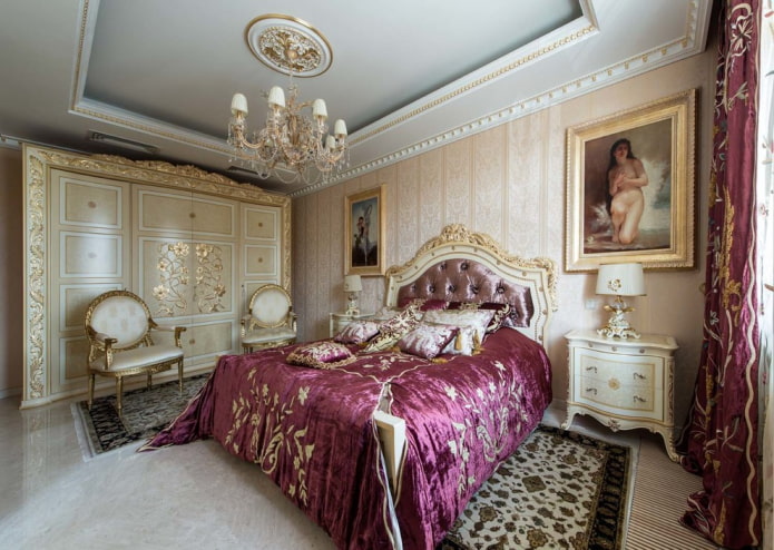 furniture and accessories in the bedroom in classic style