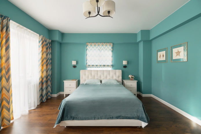 interior turquoise bedroom