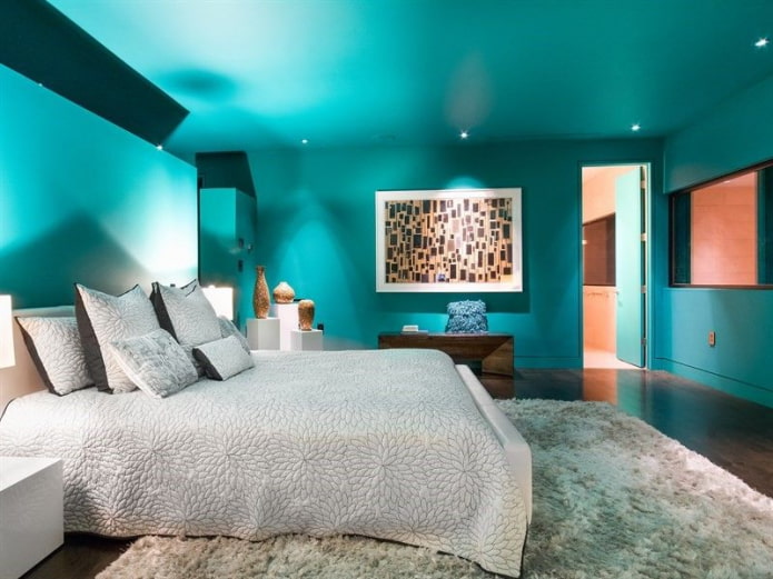 тиркизна спаваћа соба у модерном стилу