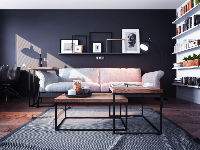 living room in gray tones