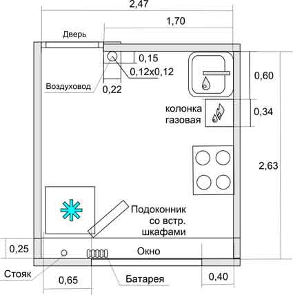 kitchen plan with gas water heater