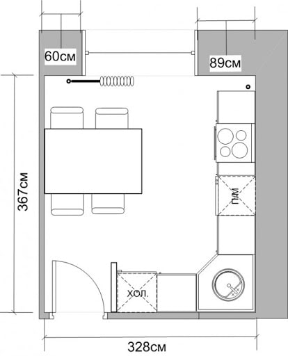 Anordnung der Möbel 11 m²