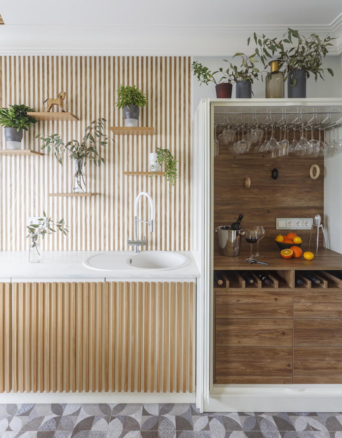 the use of slats in the kitchen