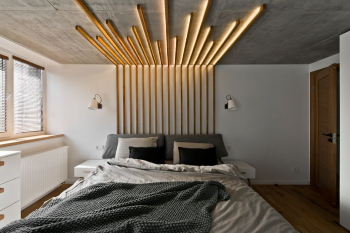 unusual lighting in the bedroom