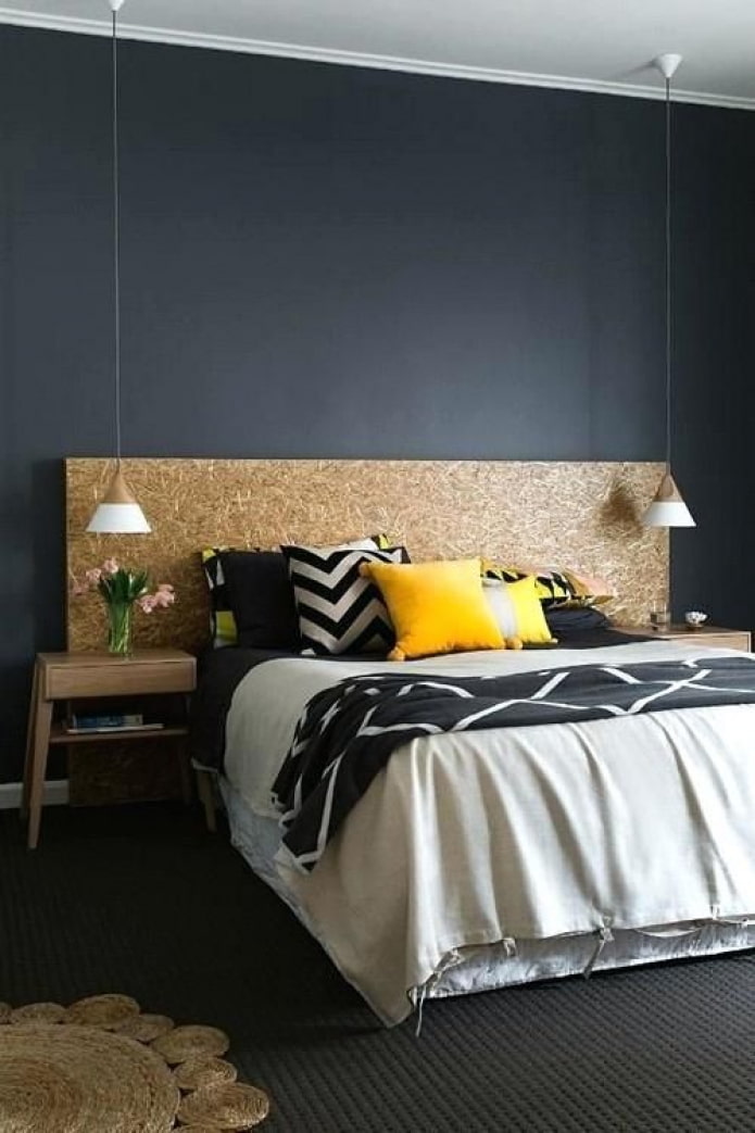 black and yellow bedroom