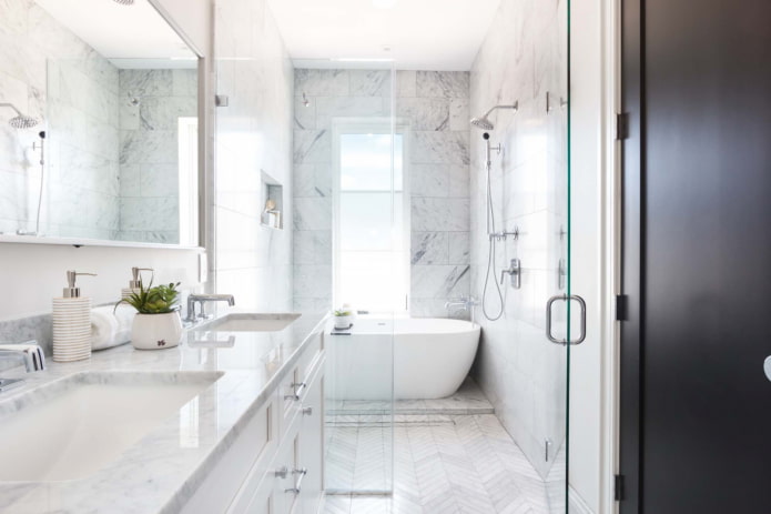 bathroom in marble tiles