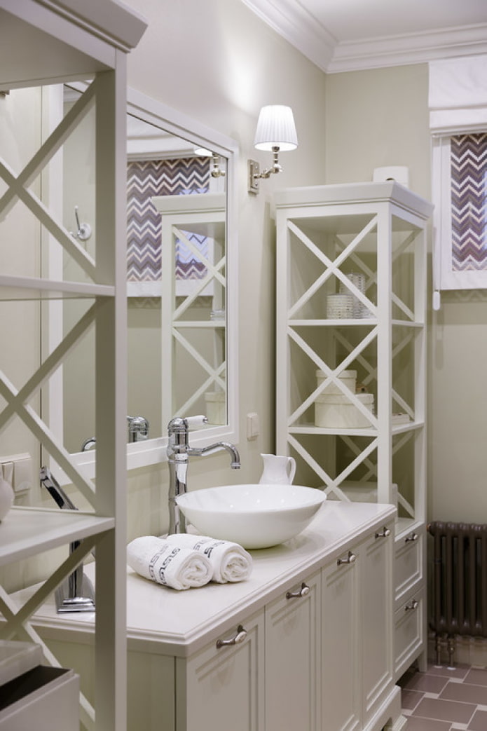 shelving in the bathroom