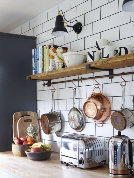 storing pans on the wall