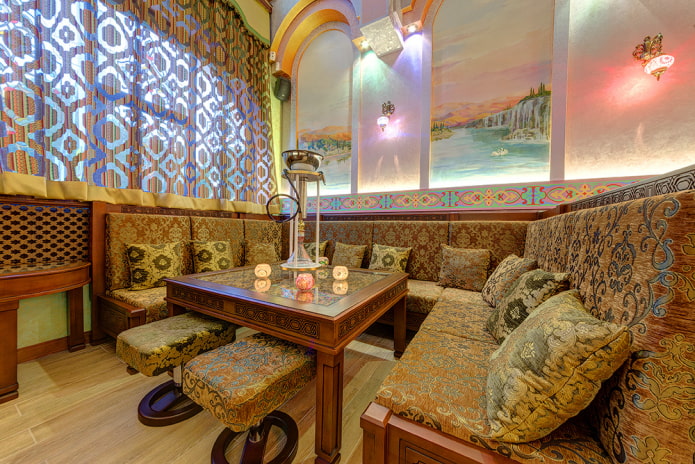 kitchen sofa with patterns in oriental style