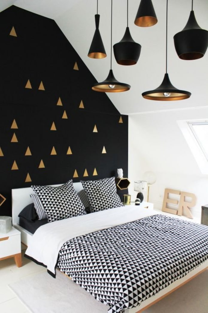 black wall in the bedroom