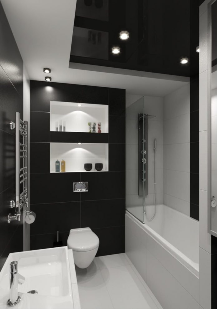 schwarz-weißes Badezimmer
