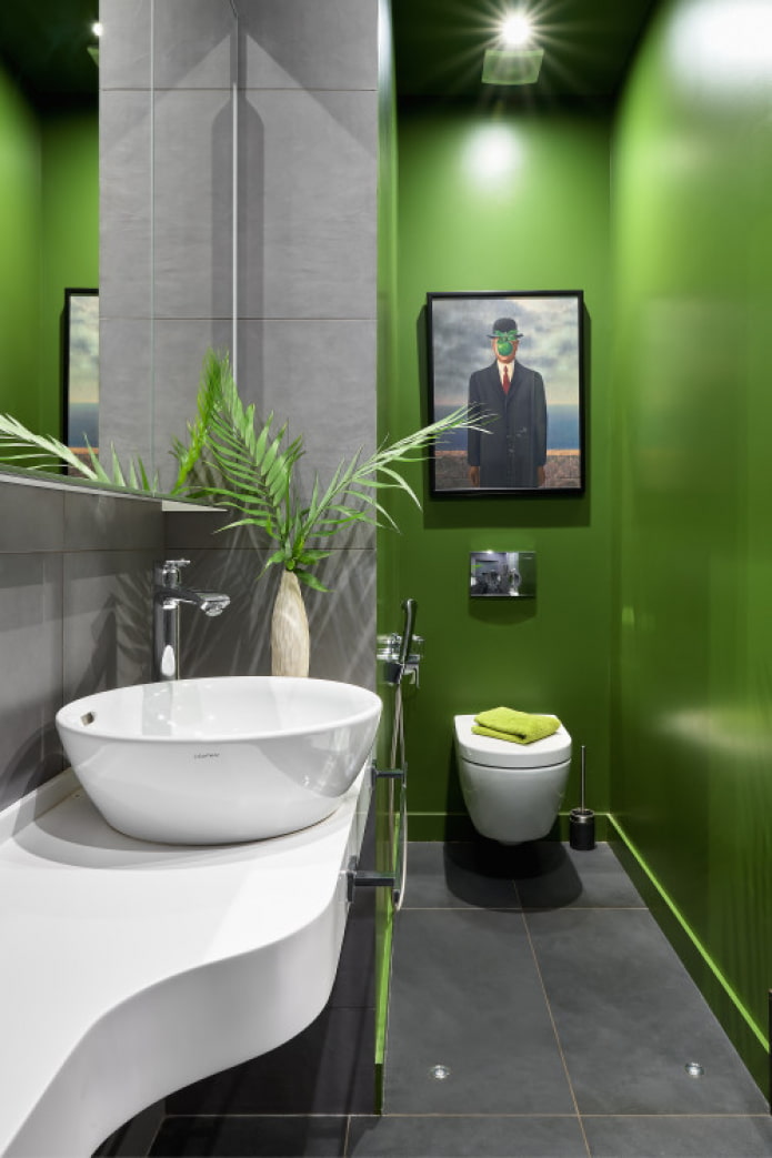 fürdőszoba zöld színben