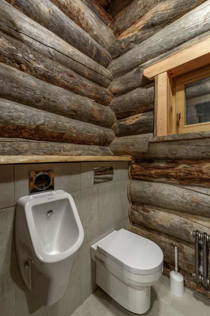 timber walls in the bathroom