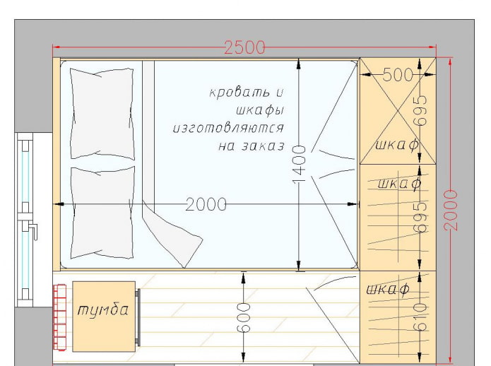 layout of a small bedroom