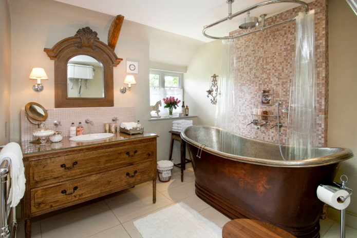 wooden furniture in the bathroom