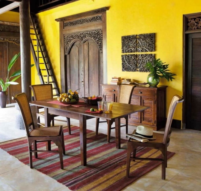 bright walls in the dining room