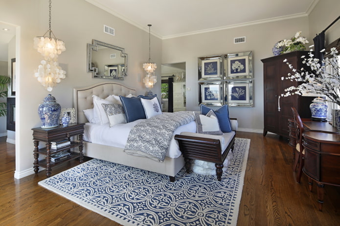 blue accents in the bedroom