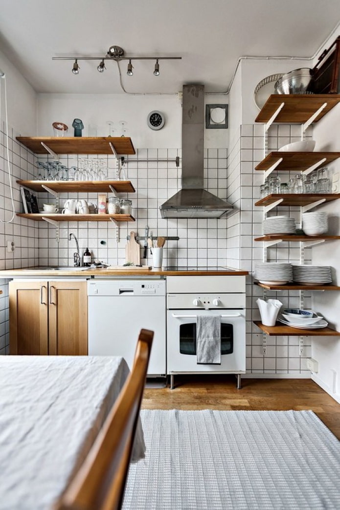 kitchen with open shelves