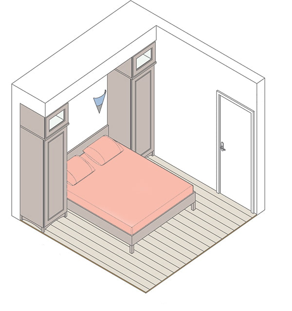Grundriss eines kleinen Schlafzimmers