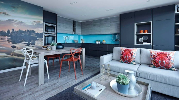 combination of blue in the kitchen