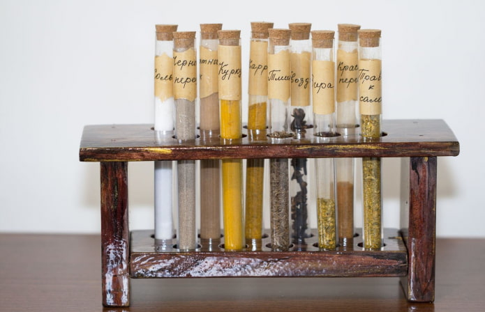 Spices in test tubes