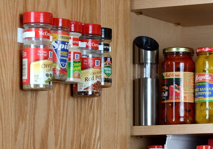spices are attached to the door