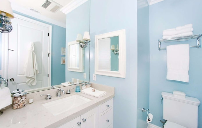 ทาสีห้องน้ำสีฟ้า