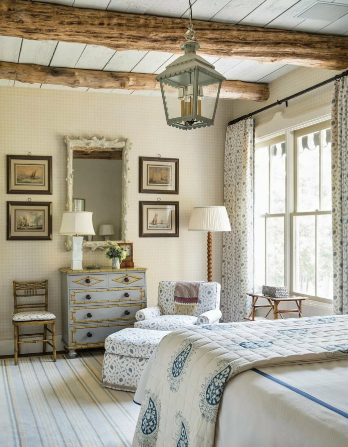 bright bedroom in Provence style