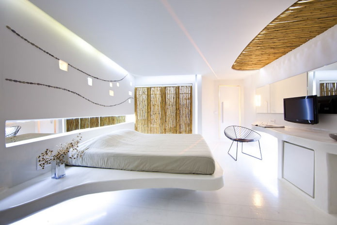 floating bed in the bedroom