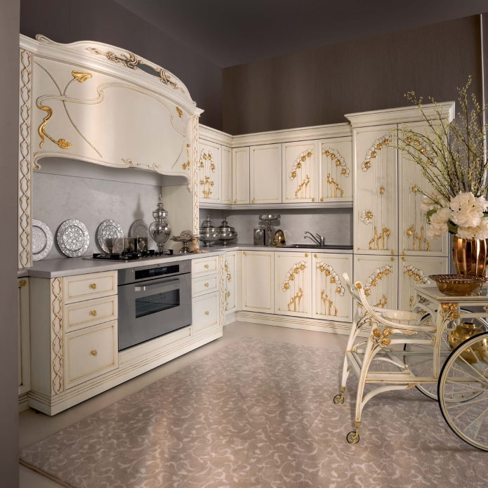 kitchen set with floral pattern