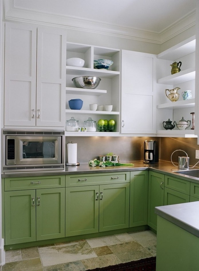 white and green kitchen
