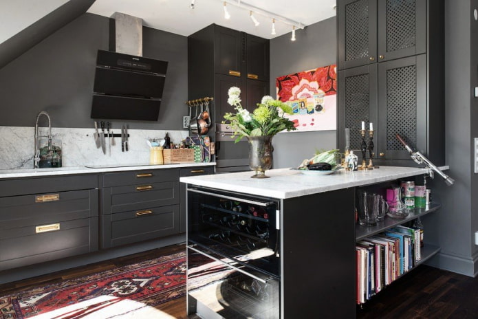 Cozy kitchen in dark colors