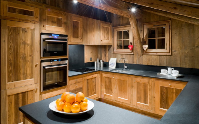 wooden furniture in the kitchen