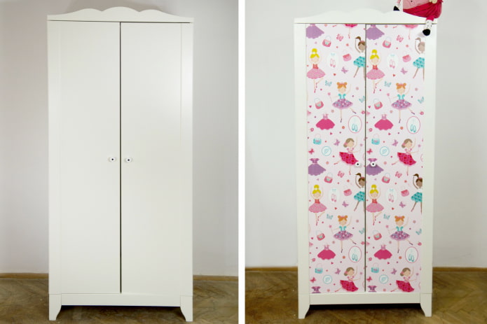 restoration of the cabinet with wallpaper