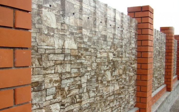 Corrugated sheet fence with brick columns